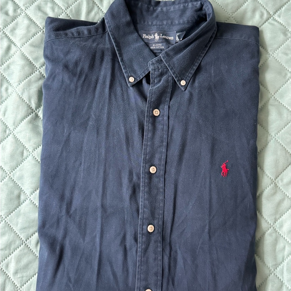 Ralph Lauren Mens XXL Blaire - Classic Navy Button-Down, 100% Cotton